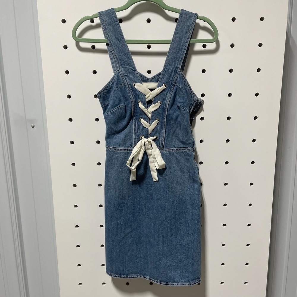 Paige Women Tula Lace Up Sleeveless Denim Dress Size XS